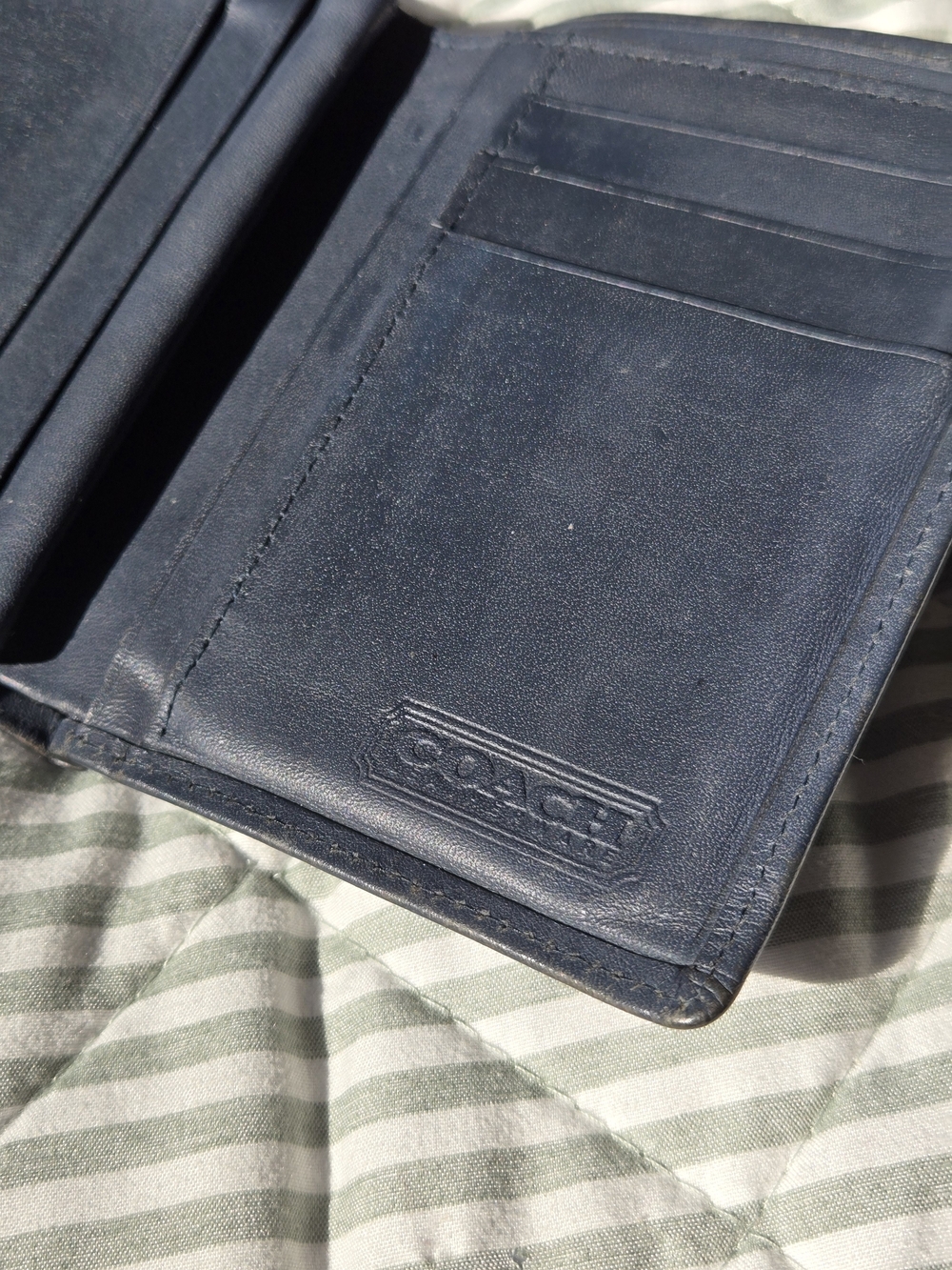 Vintage Coach Navy Leather Bifold Wallet